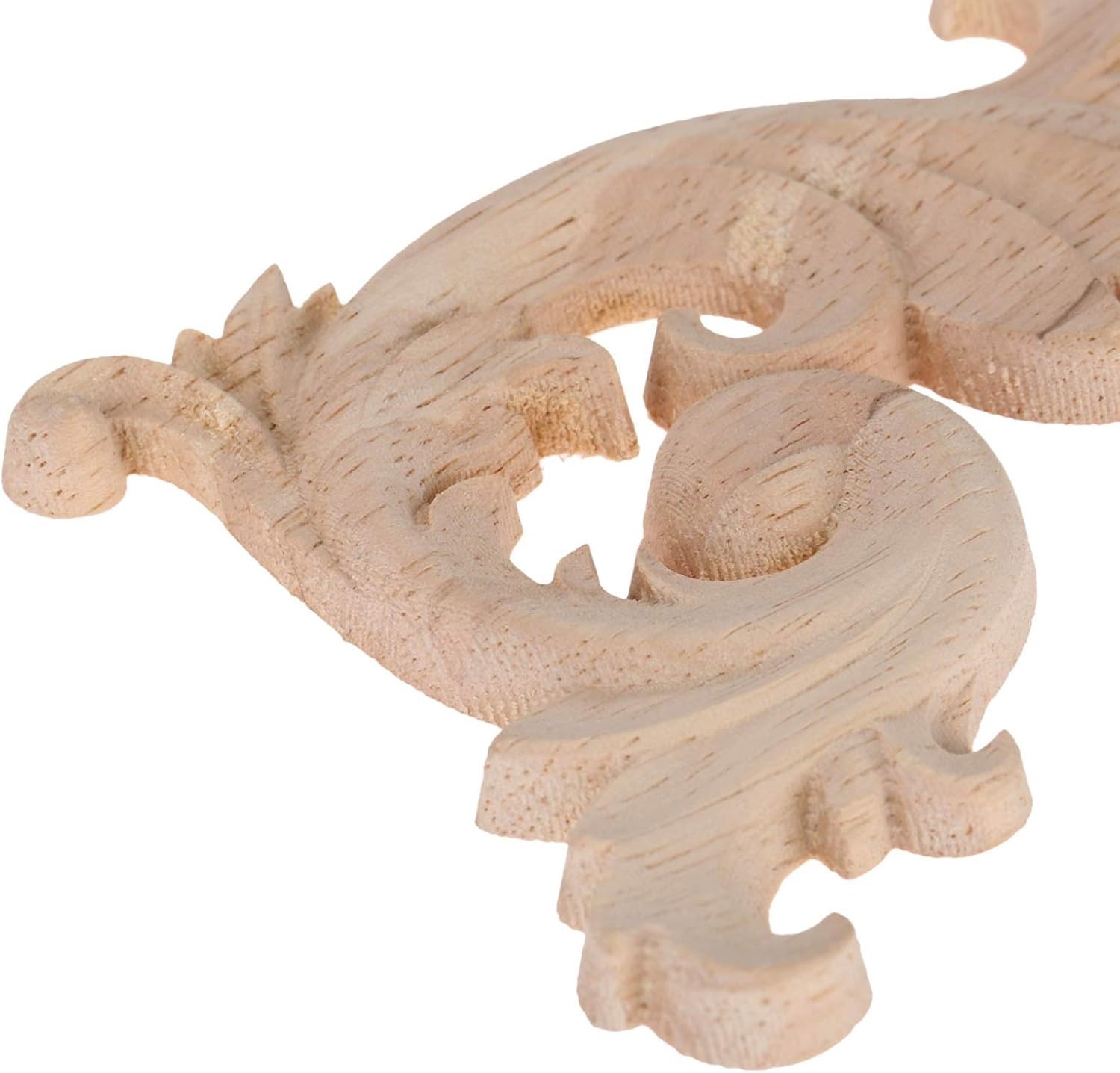 Intricate Oak Wood Carvings Onlays - Unpainted Decorative Corner Plaques Set
