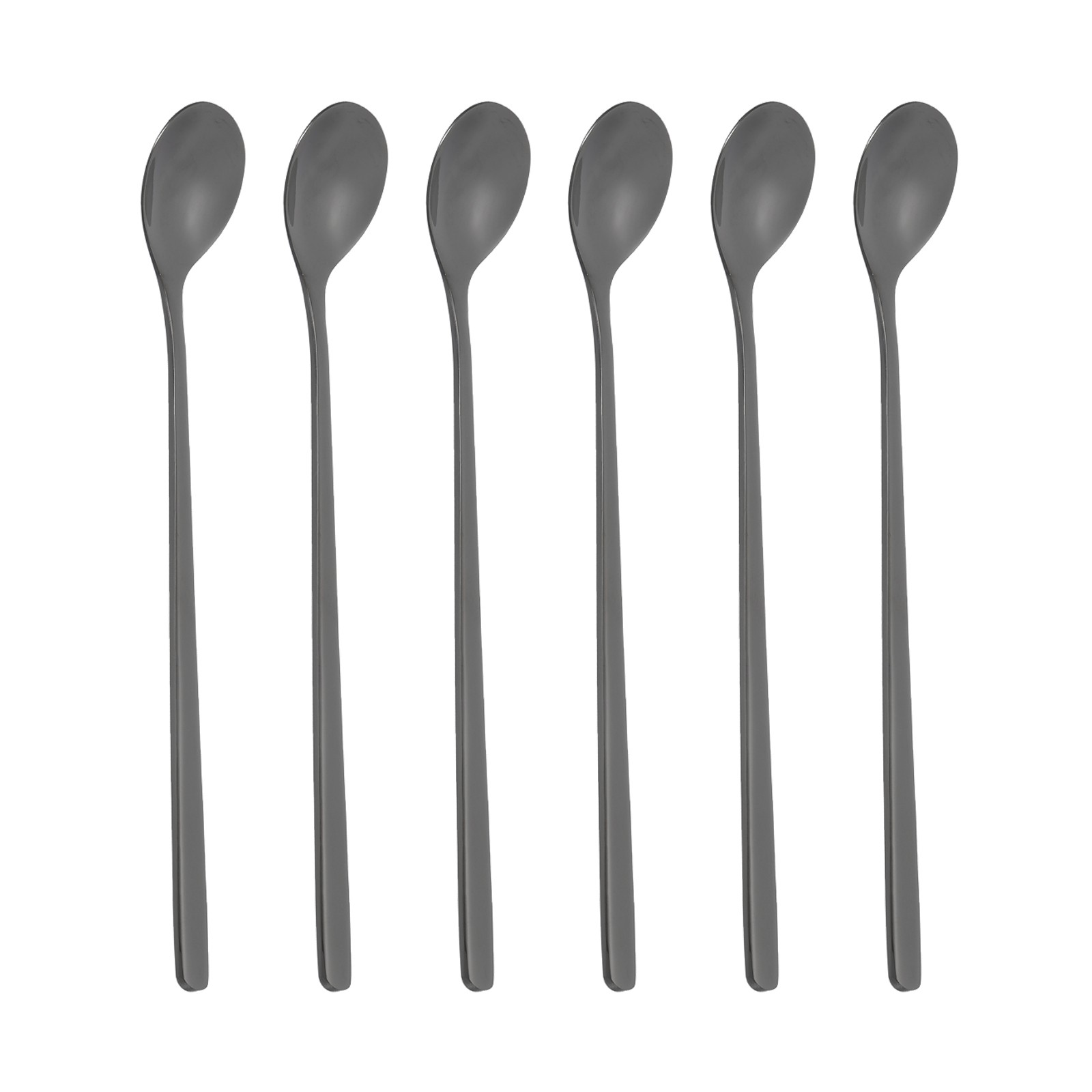 Long Handle Iced Tea Spoon, 6 Pcs 7" Stainless Steel Long Coffee Spoons, Black
