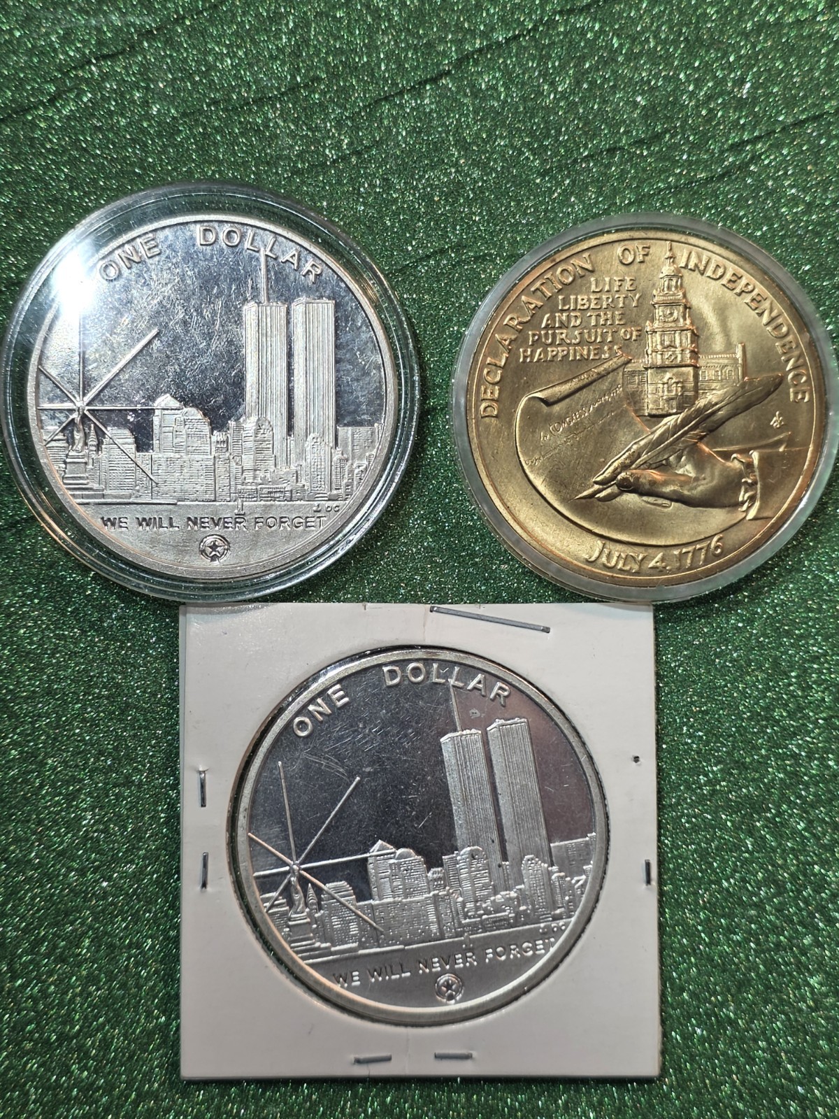 2 Twin Towers 1 Oz. Pure .999 Silver Comemoritive Mint Coins. & Thomas JEFFERSON