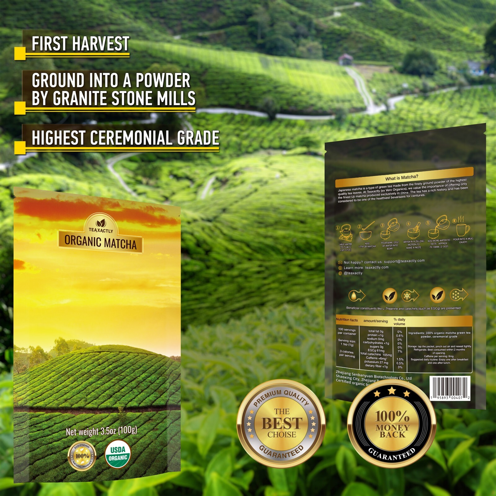 Matcha Green Tea Powder - Highest Ceremonial Grade - Japan Origin - 3.5oz(100g)