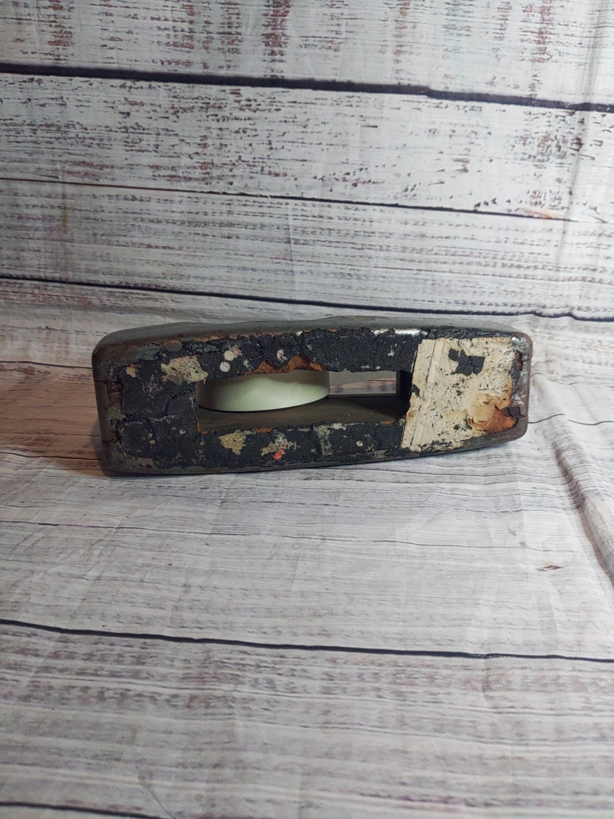 VINTAGE CAST IRON SCOTCH TAPE DISPENSER MODEL GREEN GRAY (Tape Not Included)