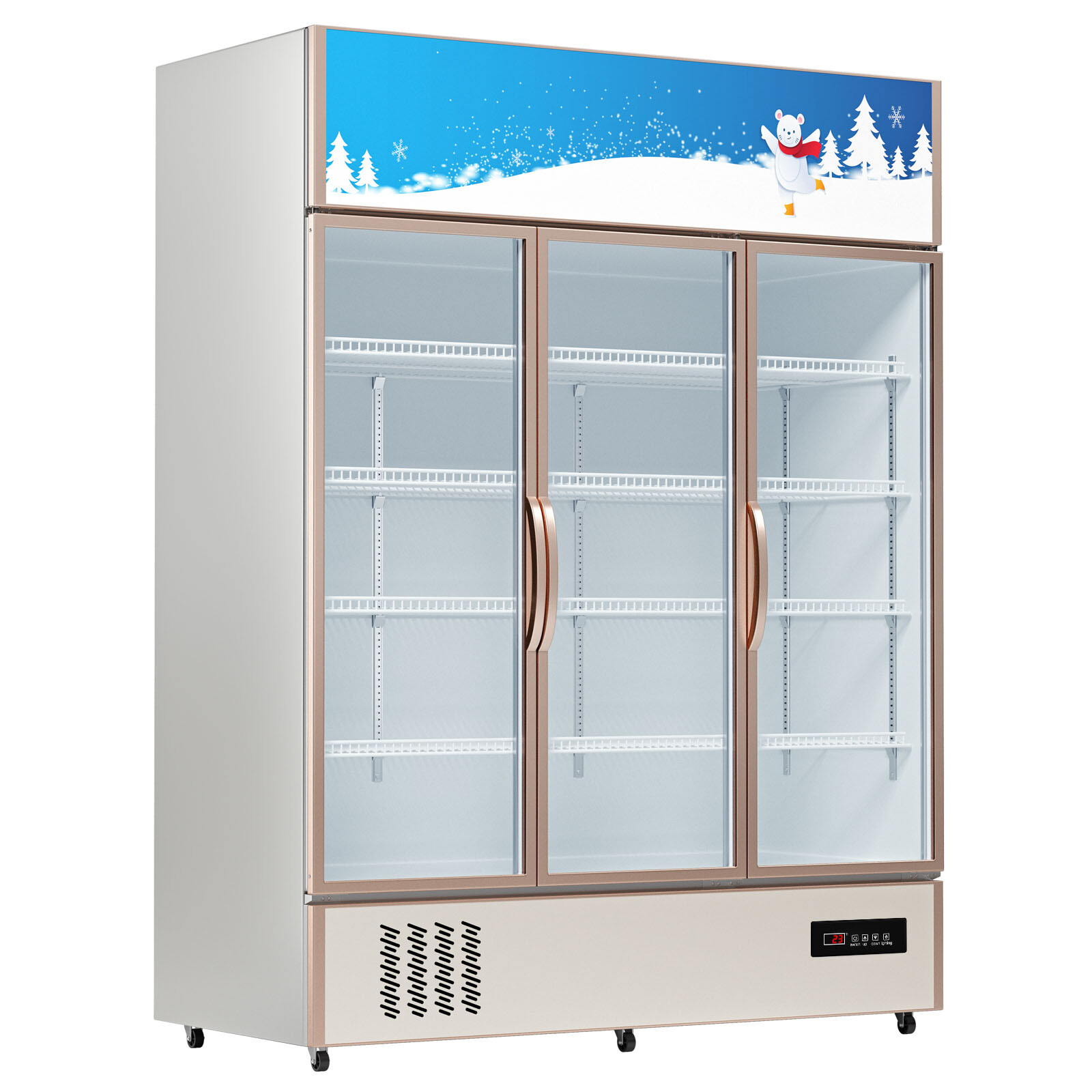 59'' Commercial Merchandiser Refrigerator 35 Cu.ft Beverage Cooler 3 Glass Doors