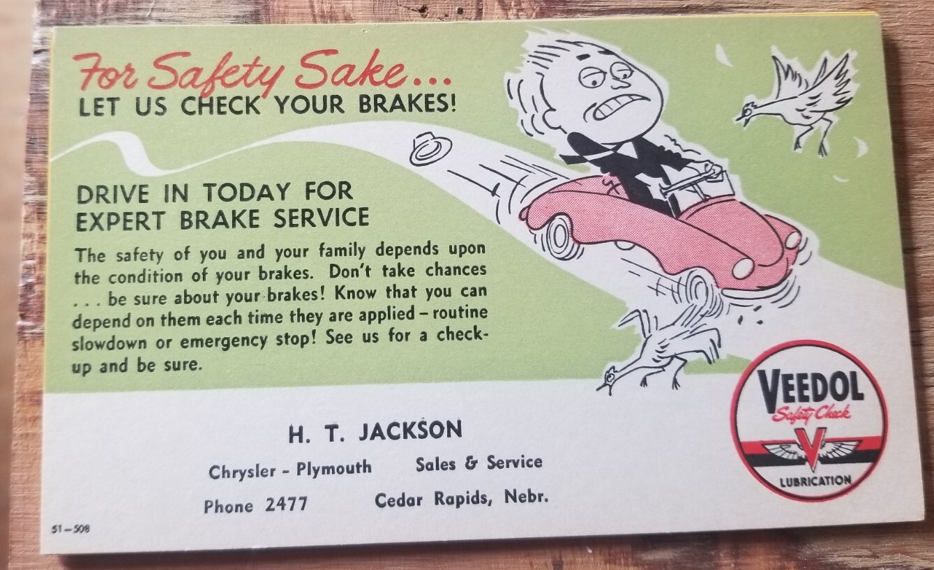 Vintage Veedol Service Postcard new unused old stock card #5