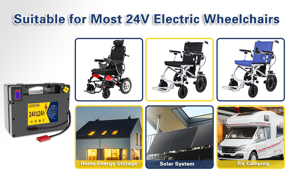 24V 12AH Lithium Battery for Electric Wheelchair,Better Than Lead-Acid Batteries
