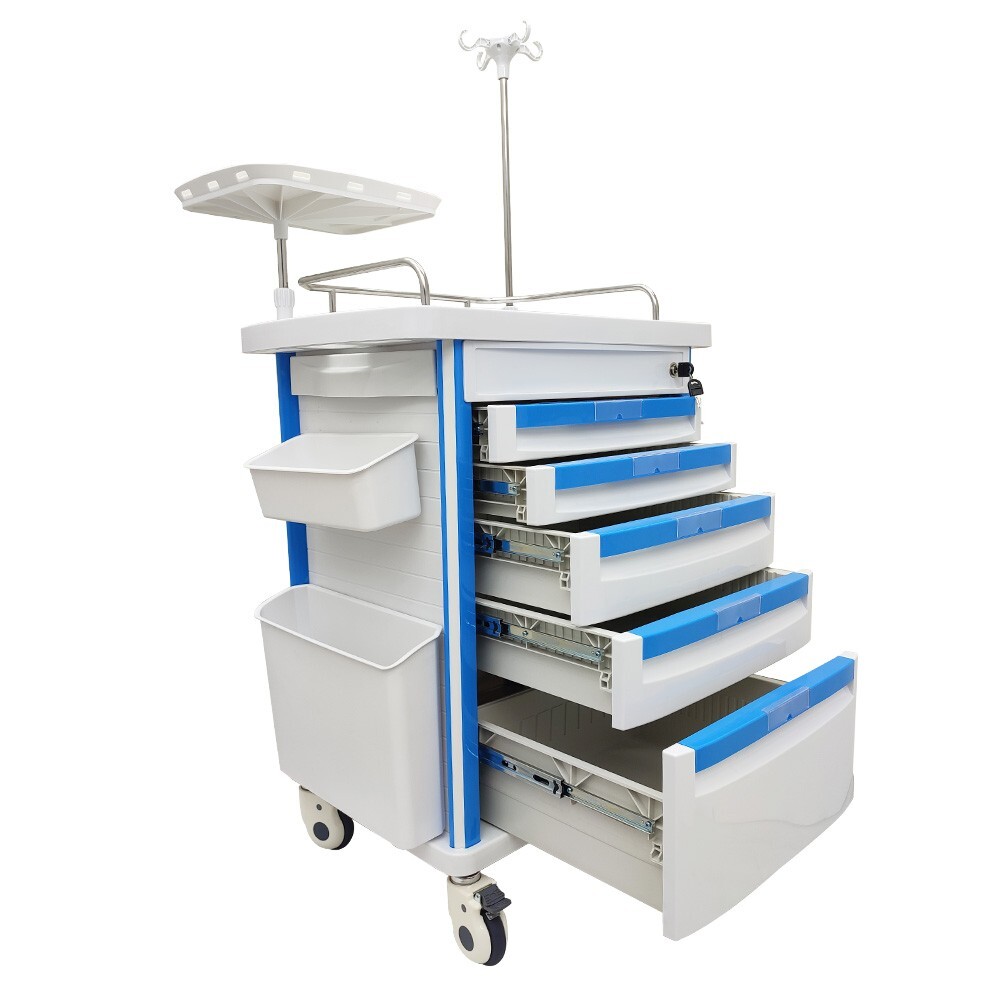 Anesthesia Emergency Treatment Trolley Medicine Medical Cart ABS Plastic