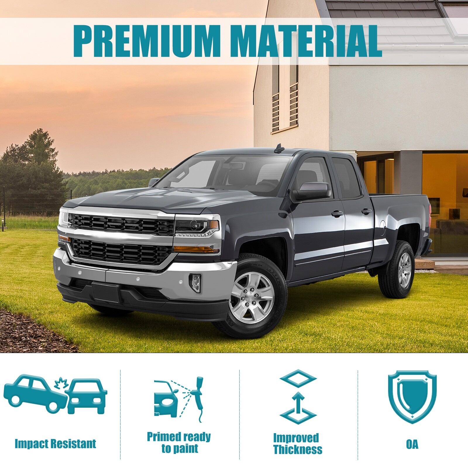 Chrome Steel Front Bumper For 2016-2018 Chevy Silverado 1500 w/Senser Holes