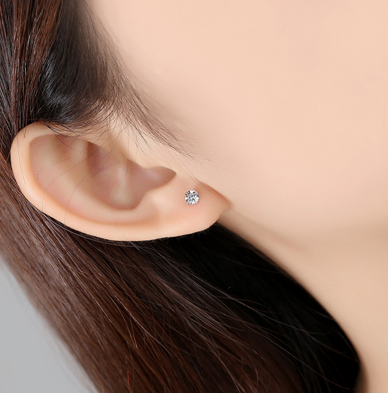 GENUINE SOLID 925 STERLING SILVER CUBIC ZIRCONIA STUD EARRINGS 2-8mm WOMEN PE24