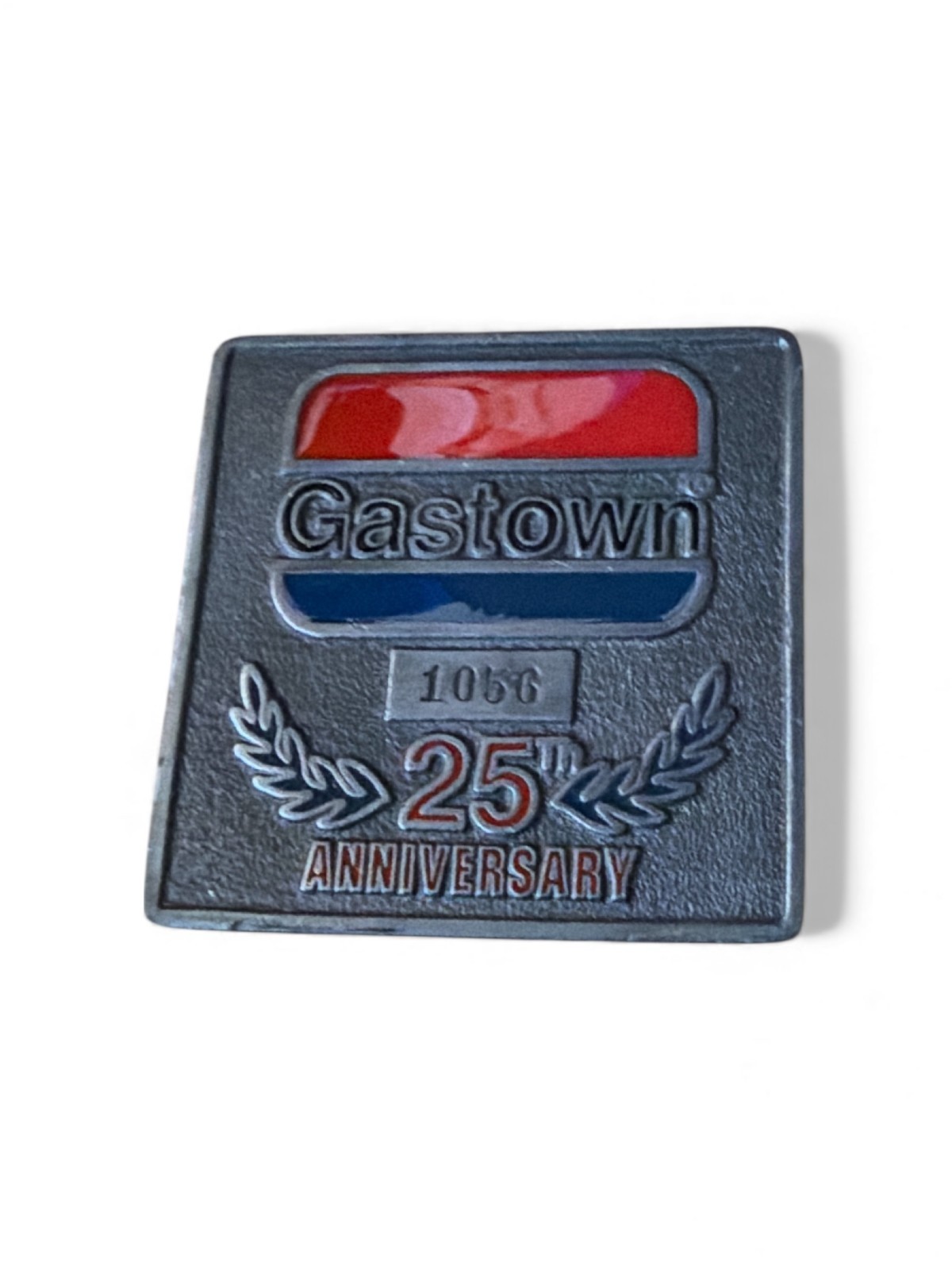 Vintage Gastown 25th Anniversary Metal Badge Red and  Blue – 3-3/8" – No. 1056