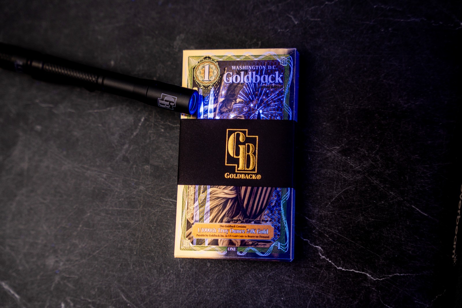 1 WASHINGTON DC Goldback Aurum Gold Foil Note 1/1000 oz 24kt .999 Fine GOLD PRES