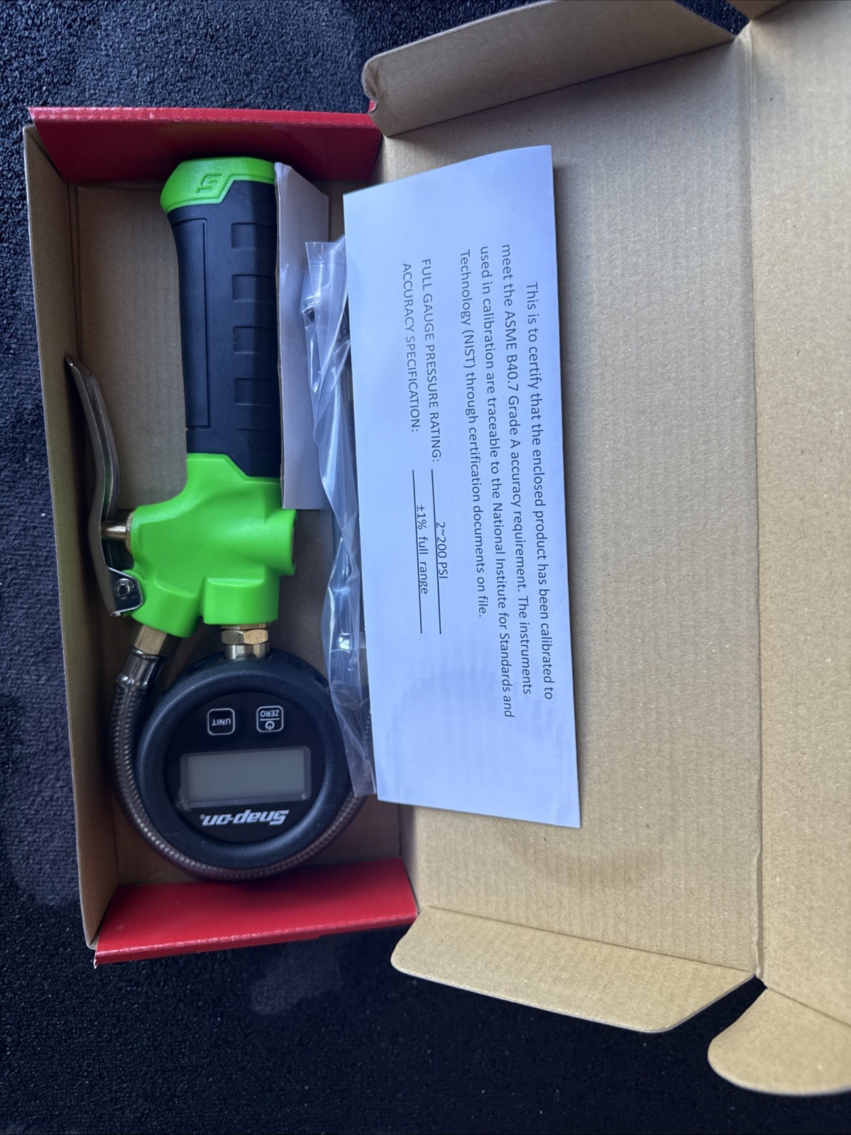 For SNAP ON TOOLS HEAVY DUTY DIGITAL TIRE INFLATOR TPGDL2000GRN GREEN