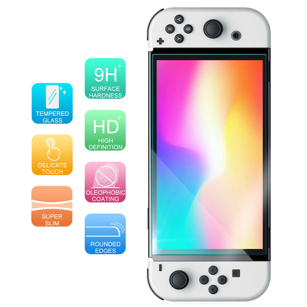 2xPremium HD Tempered Glass Screen Protector Guard for Nintendo Switch/OLED/Lite