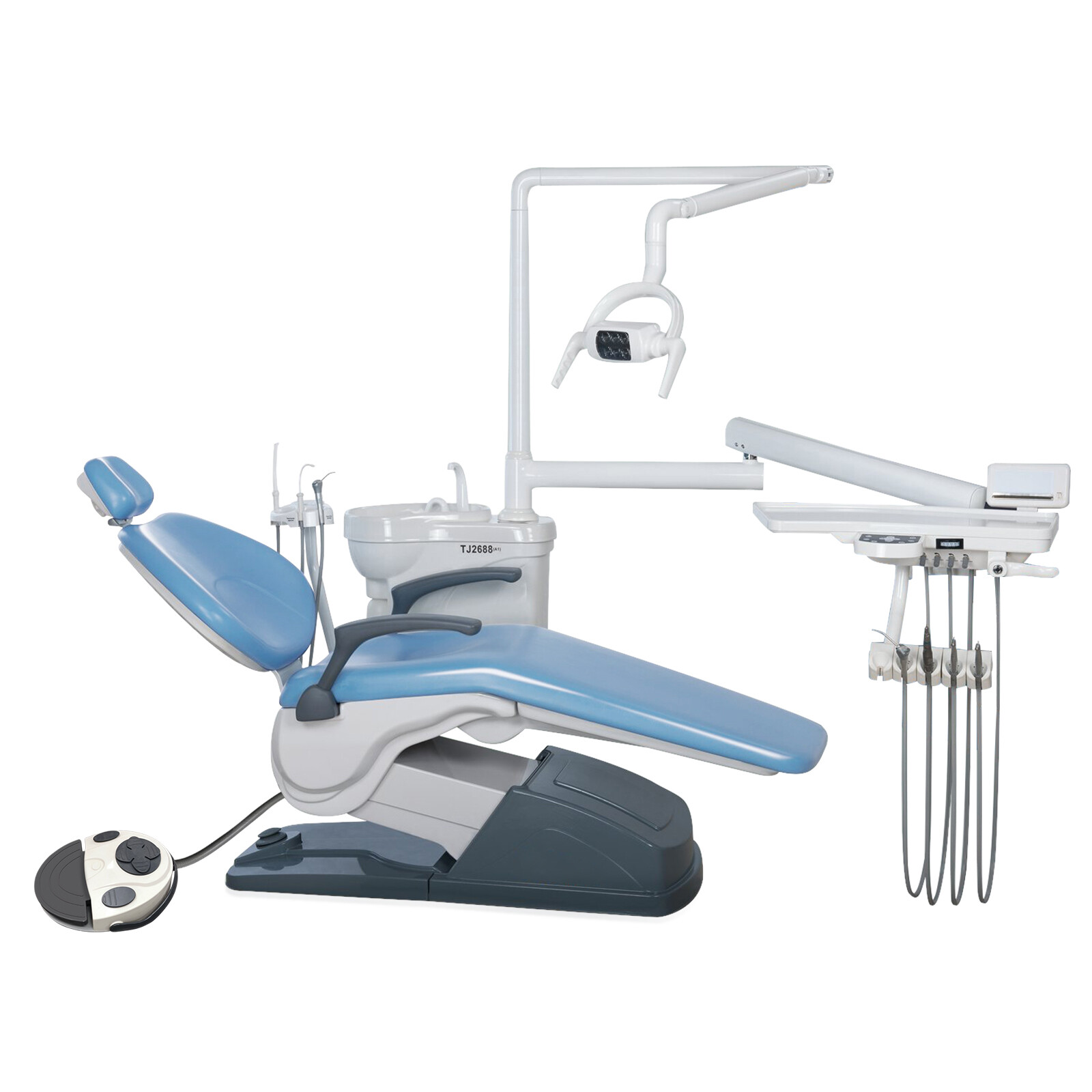 Dental Unit Chair Computer Controlled Motor Hard Leather +LED Oral Lamp +Stool