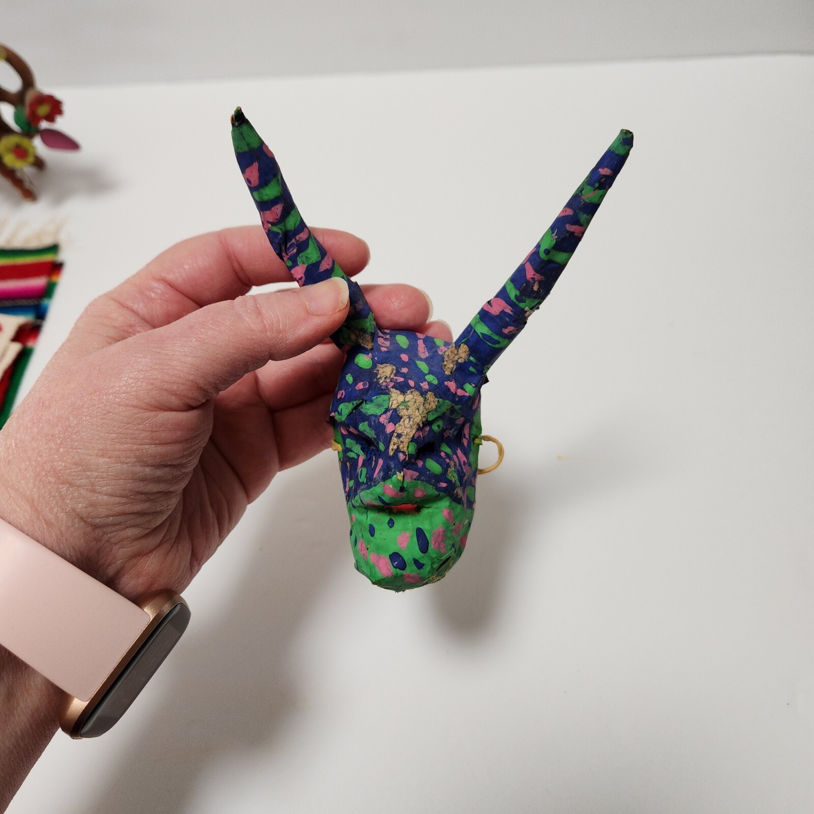 Vintage Artist Made Hand Made Paper Mache Mask Mexico Folk Art