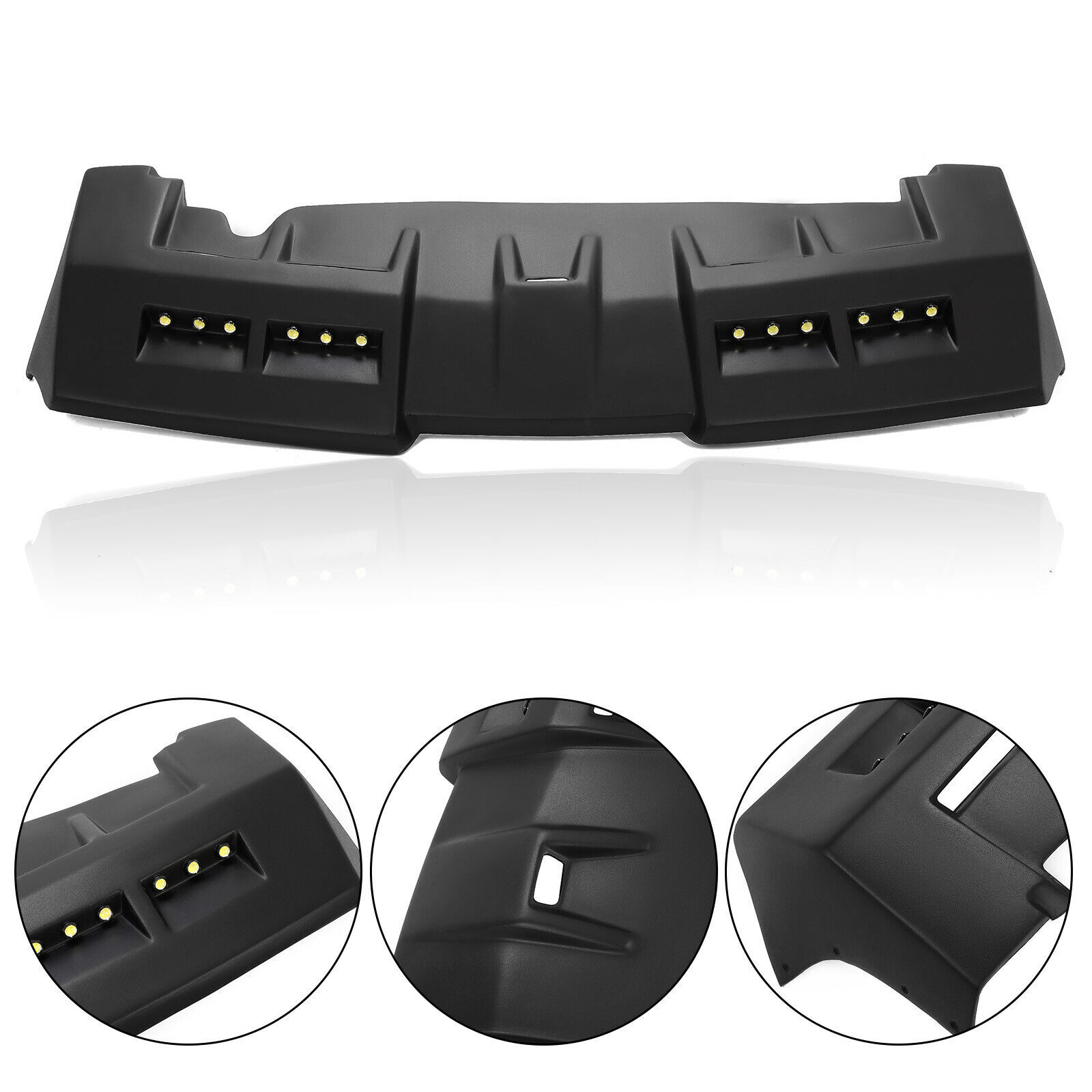 For Hummer H3 Front Upper Fiberglass Sun Visor Roof Painted Black W/LED DRL