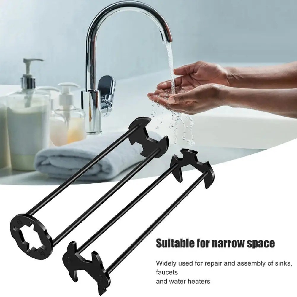 Multifunctional Sink Wrench Set, 2-Pack Basin and Faucet Wrench Tool with Fou.