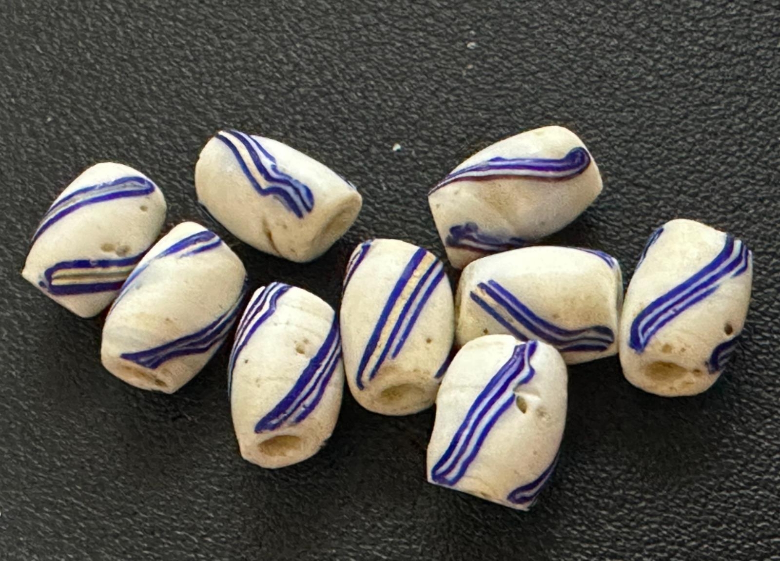 (1) 1700's Huron Indian "Blanket" bead or Blue Delft Trade Bead Early Trade Bead