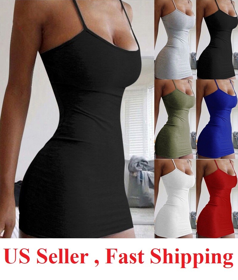Women Spaghetti Strap Bodycon Camisole Sexy Party ClubWear cami tank top Dresses