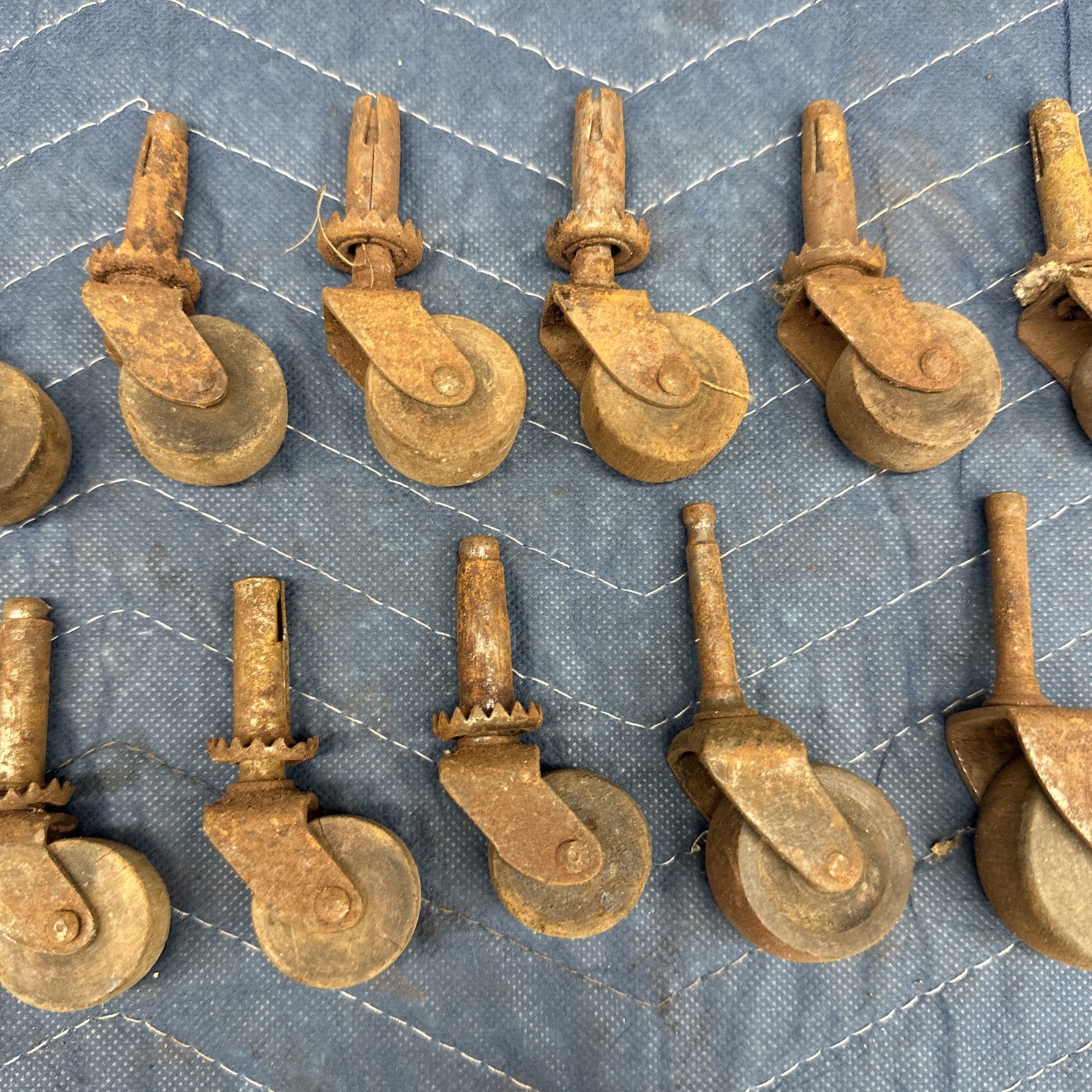 18 Pc Lot Vintage Wooden Caster Wheels - Antique Furniture Hardware