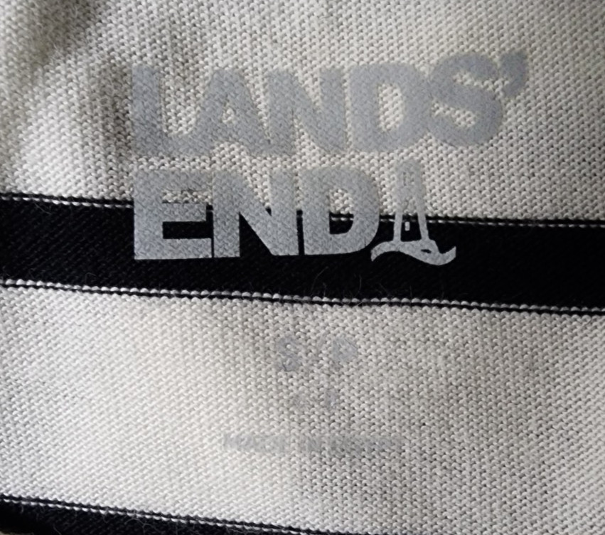 Lands End Womens Petite Top, Ivory/Black Stripe XSP, SP, MP, LP, NWT, SHIPS FREE