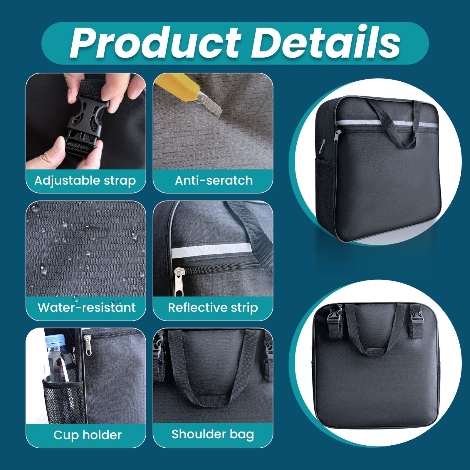 Wheelchair Accessories Bag-Waterproof,Double-Stitched,Machine Washable for Adult