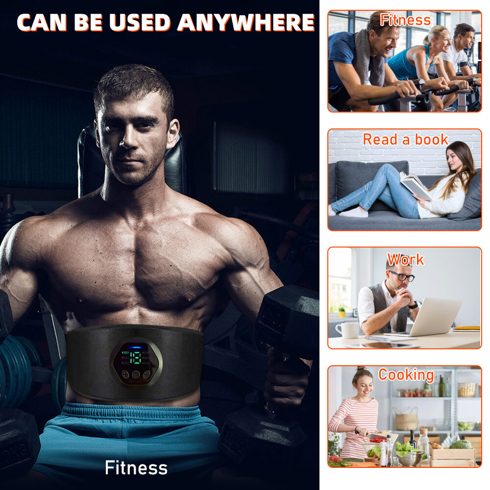 43"-59" EMS Abdominal ABS Muscle Stimulater Training Toner Fitness Workout Belt