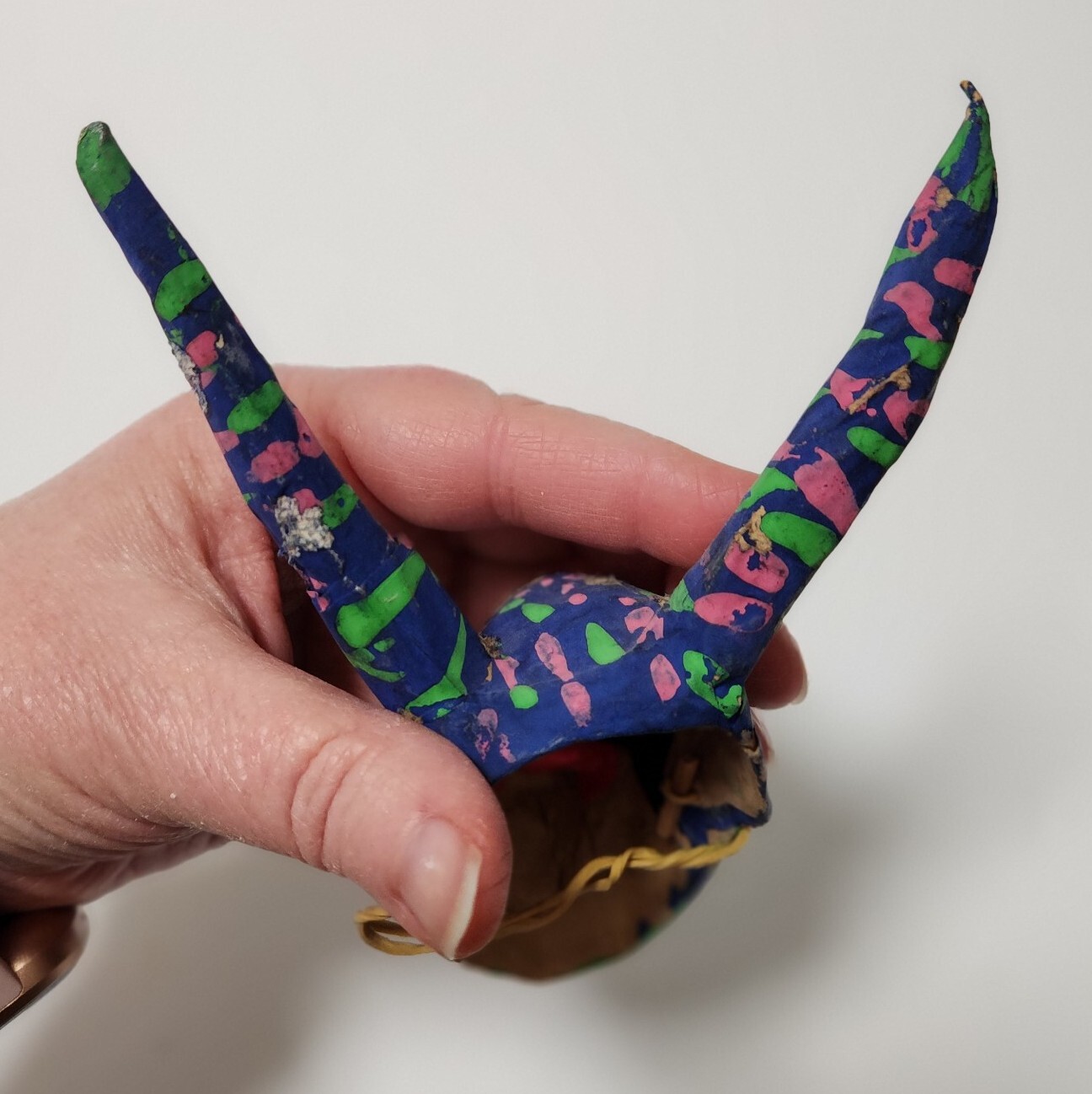 Vintage Artist Made Hand Made Paper Mache Mask Mexico Folk Art