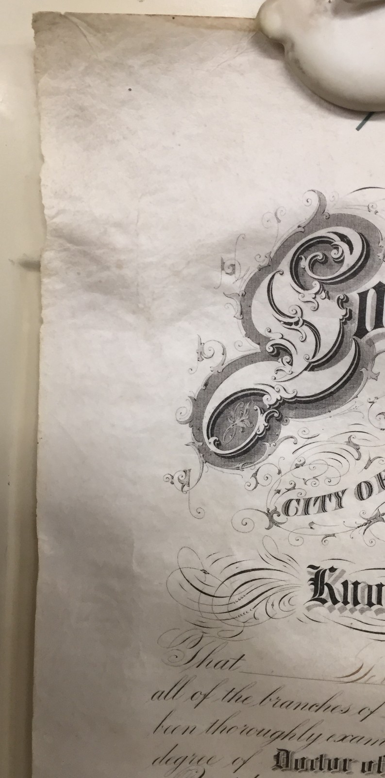 ANTIQUE 1881 LOUISVILLE MEDICAL COLLEGE DOCTOR DIPLOMA ON PARCHMENT GOOD