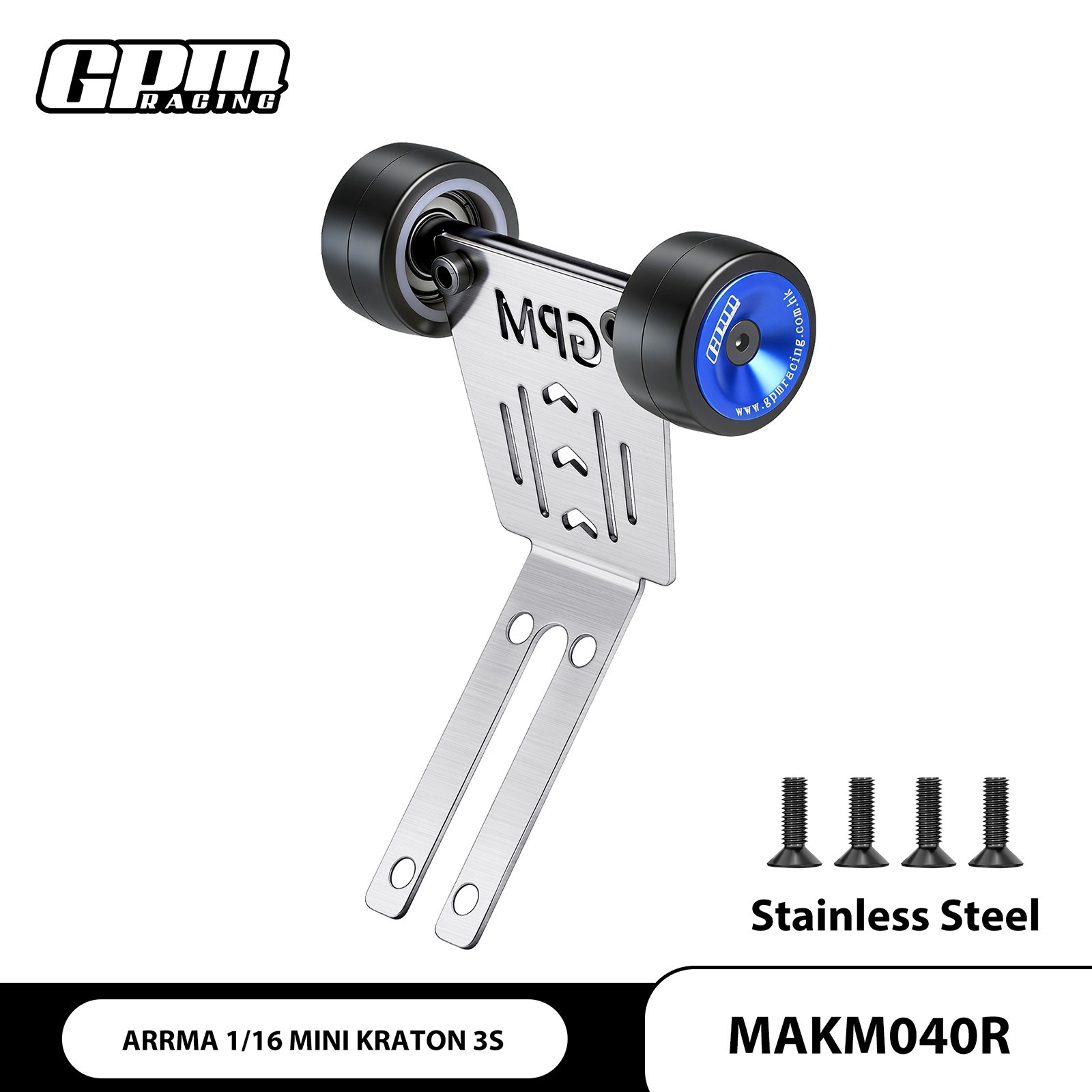 GPM Stainless Steel Bearing Wheelie Bar For ARRMA 1/16 Mini Kraton 3S