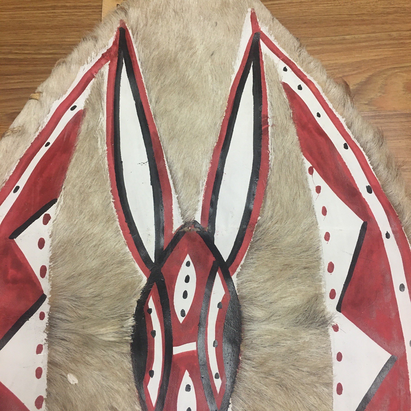 African Maasai Cowhide Shield And Knife Tribal Kenya Ethnic Painted Masai 30x16”