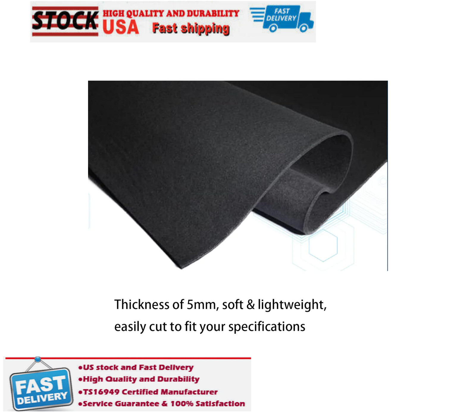 18" X 24" × 1/4" High Temp Carbon Fiber Welding Protective Blanket Heat Shield