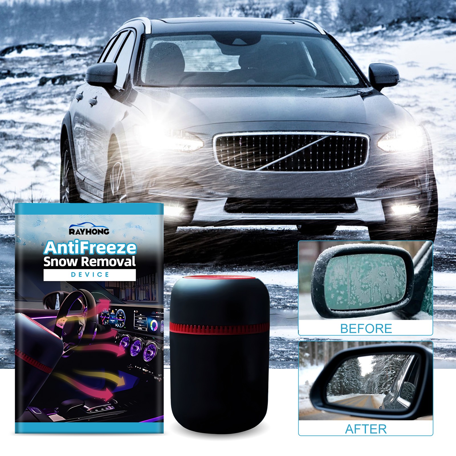 Car Windshield Defroster De-icer, Portable Heater for Quick Snow & Ice Removal