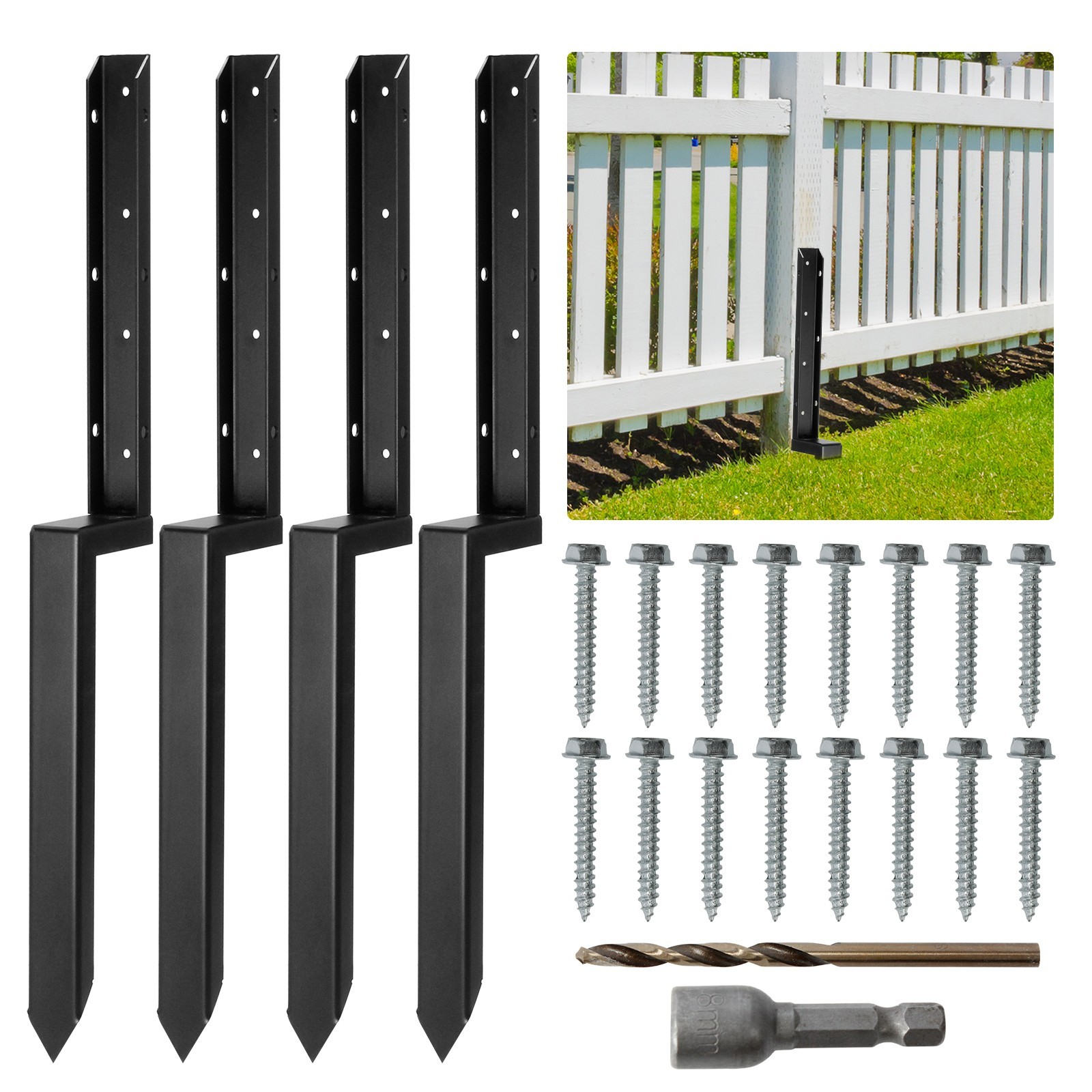Fence Post Repair Kit Fence Post Anchor,Fence Post Spikes&Brackets, Fence Stakes