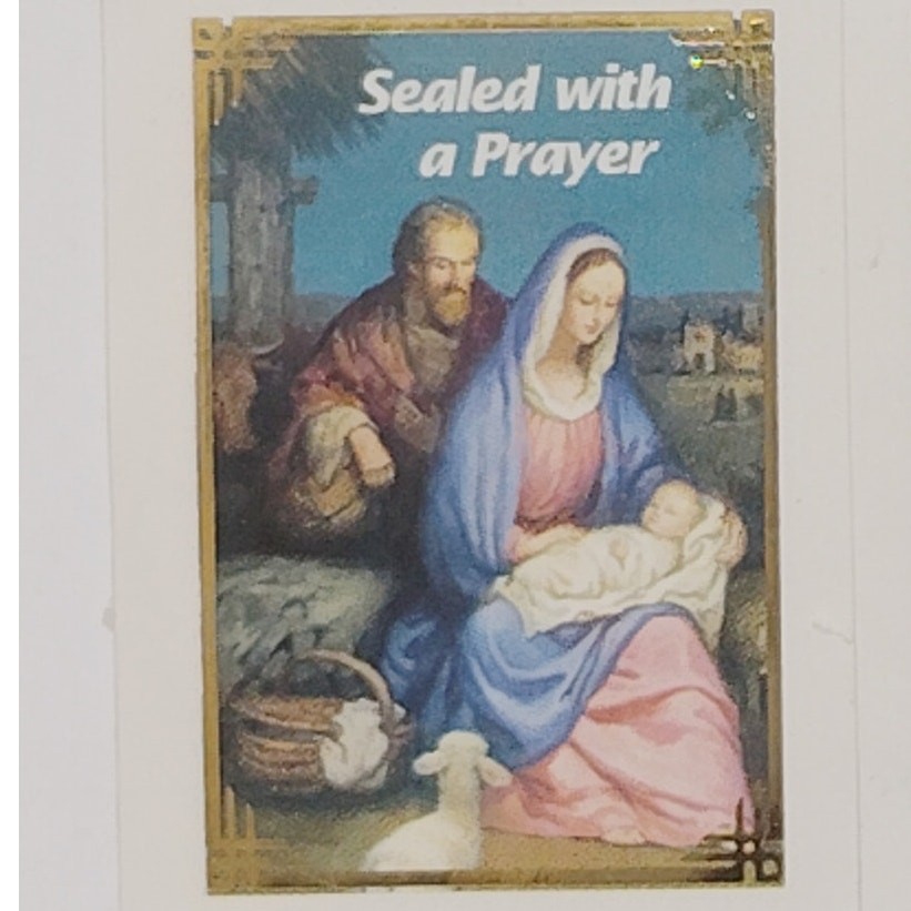 Lot of 2 Nativity Seal Stamps “Sealed with a Prayer” Prayer Stickers 1½" x 1¾"