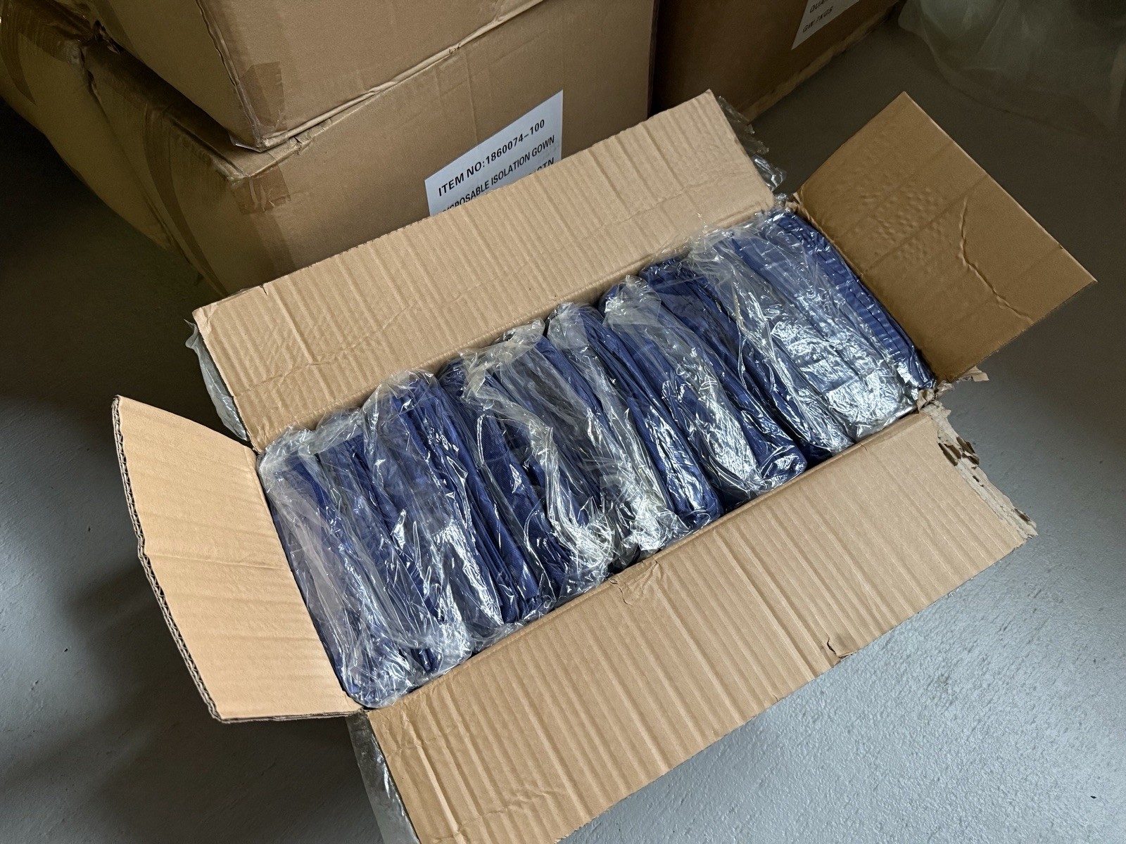 PPE Isolation Gown KnitCuff Disposable Medical Dental,25gsm Blue (100 PCS) Case