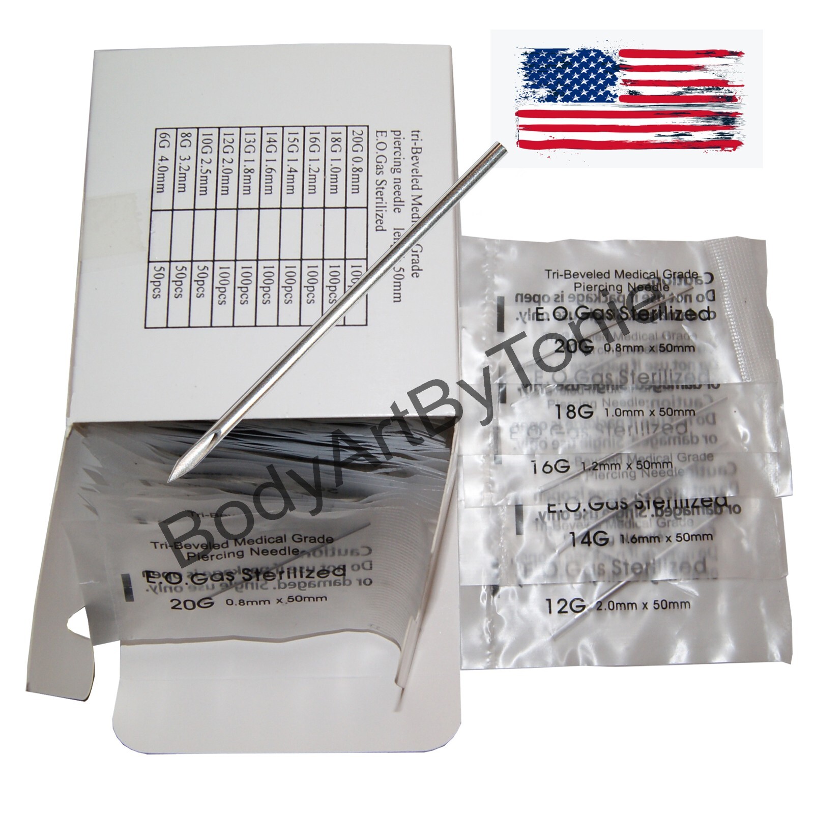 Hollow Sterilized Pierce Gauge Piercing Needle 12 14 15 16 18 20g