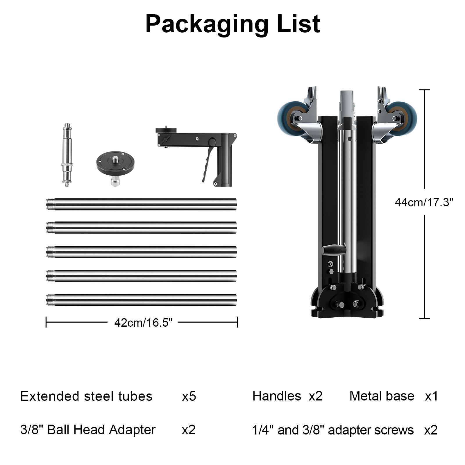 Selens 8ft Wheeled Heavy Duty Light Stand Tripod Studio Photography Pistol Grip
