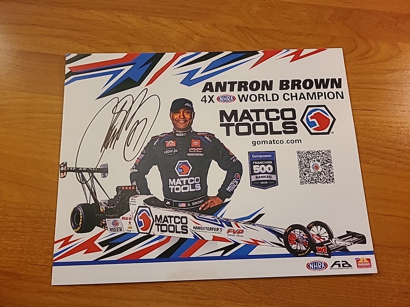 2025 Antron Brown NHRA Hero Card Autographed Signed