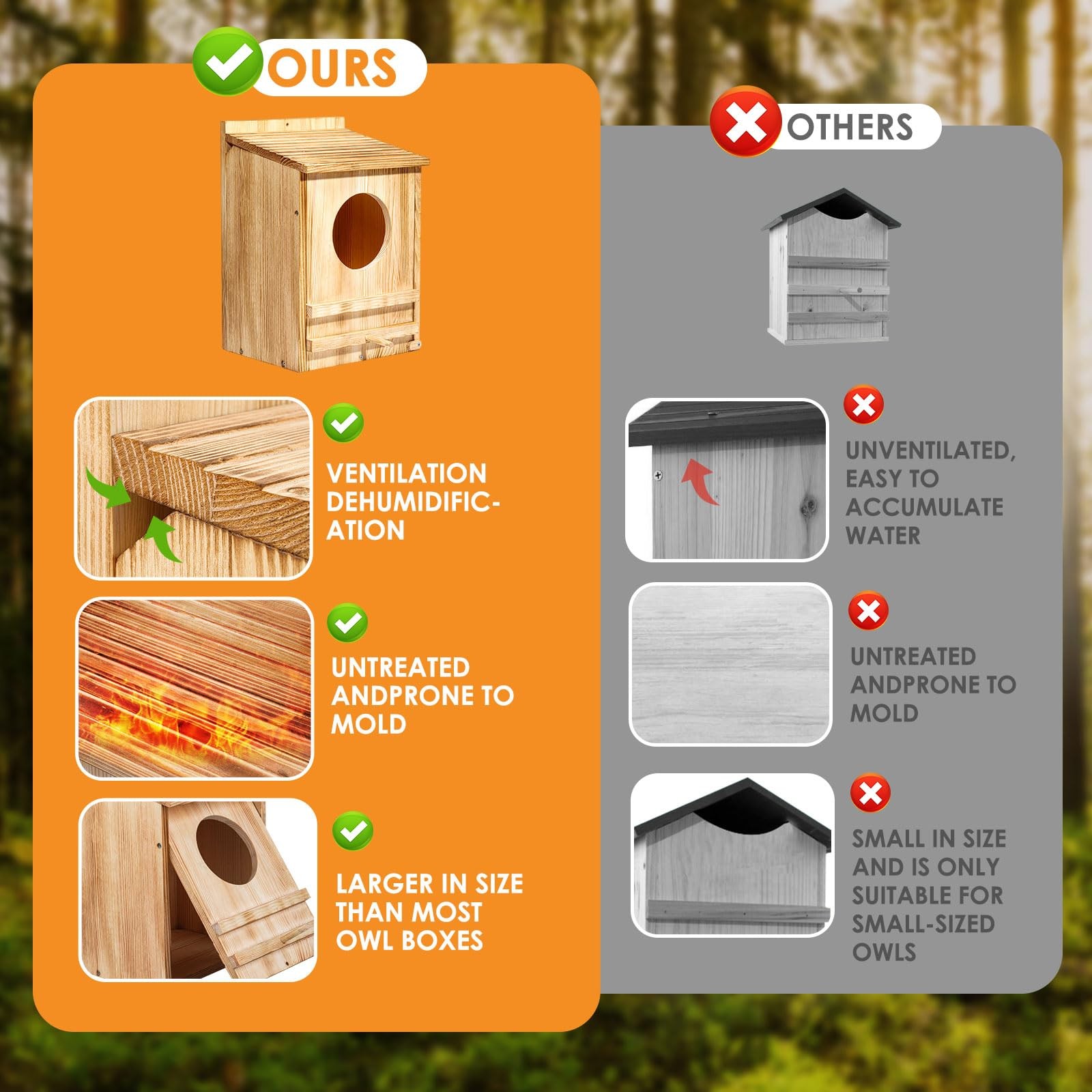 Large Barn Owl House,Owl Nesting Box For Outside,Wooden Nest House,Large Hand...