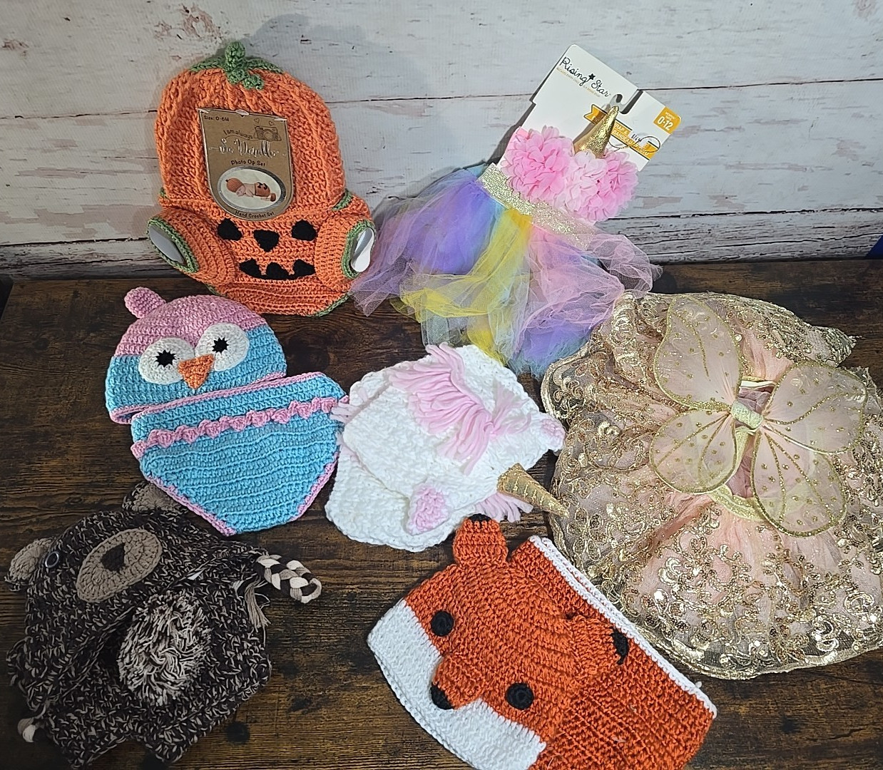 7 Sets Lot Newborn Photography Outfits Prop Crochet Fairy Bear Own Unicorn Fox