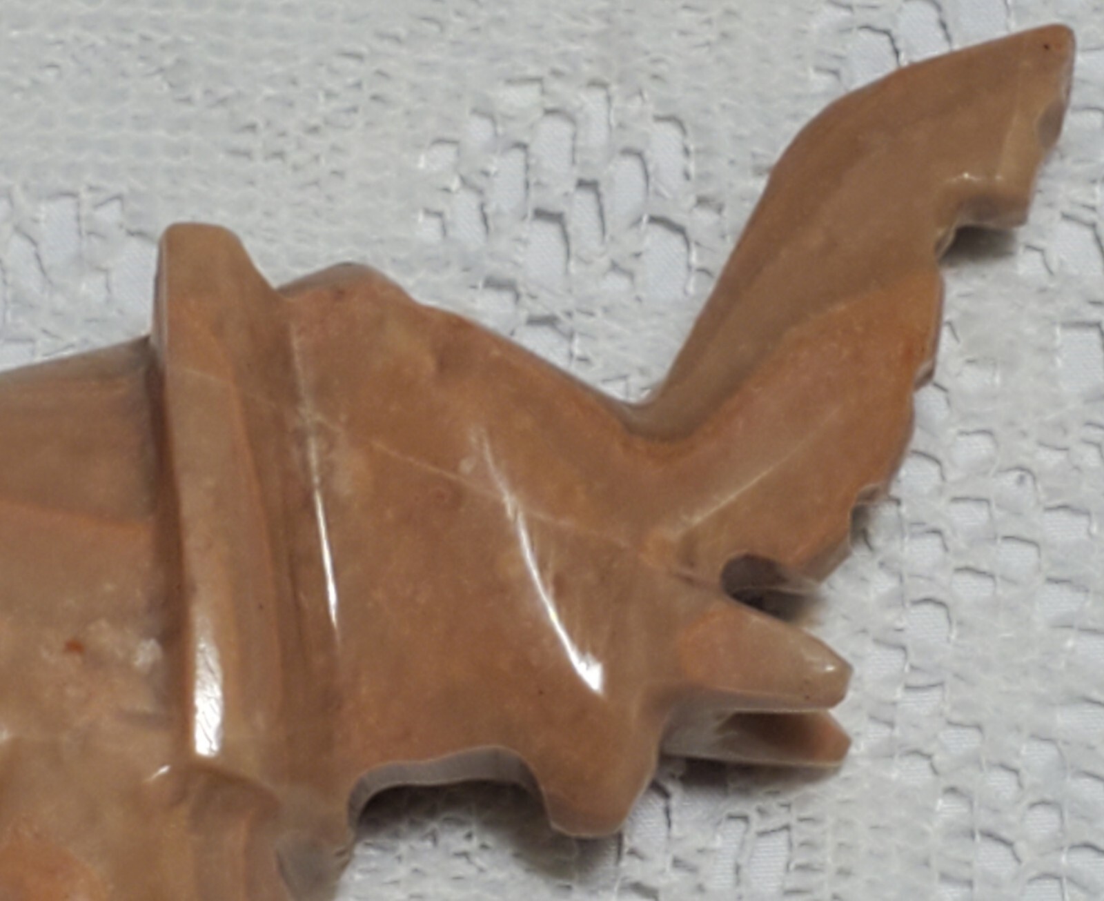 Natural Pink Blush Stone Elephant Hand Carved Marble Trunk Up for Good Luck Vtg