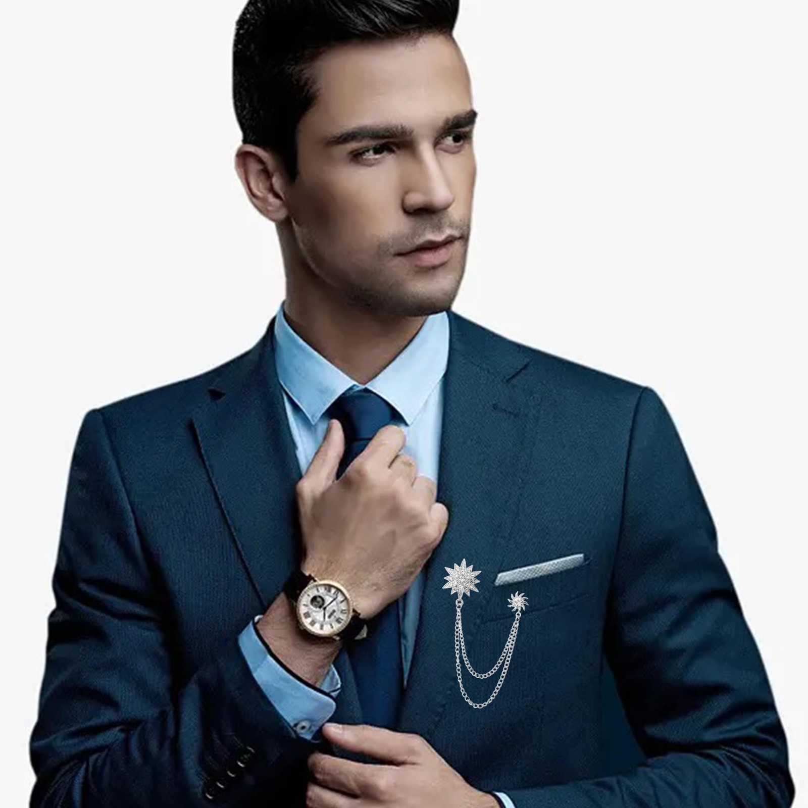 Rhinestone Star Brooch Pin for Women Men Dainty Gold Plated Crystal CZ Snowfl...