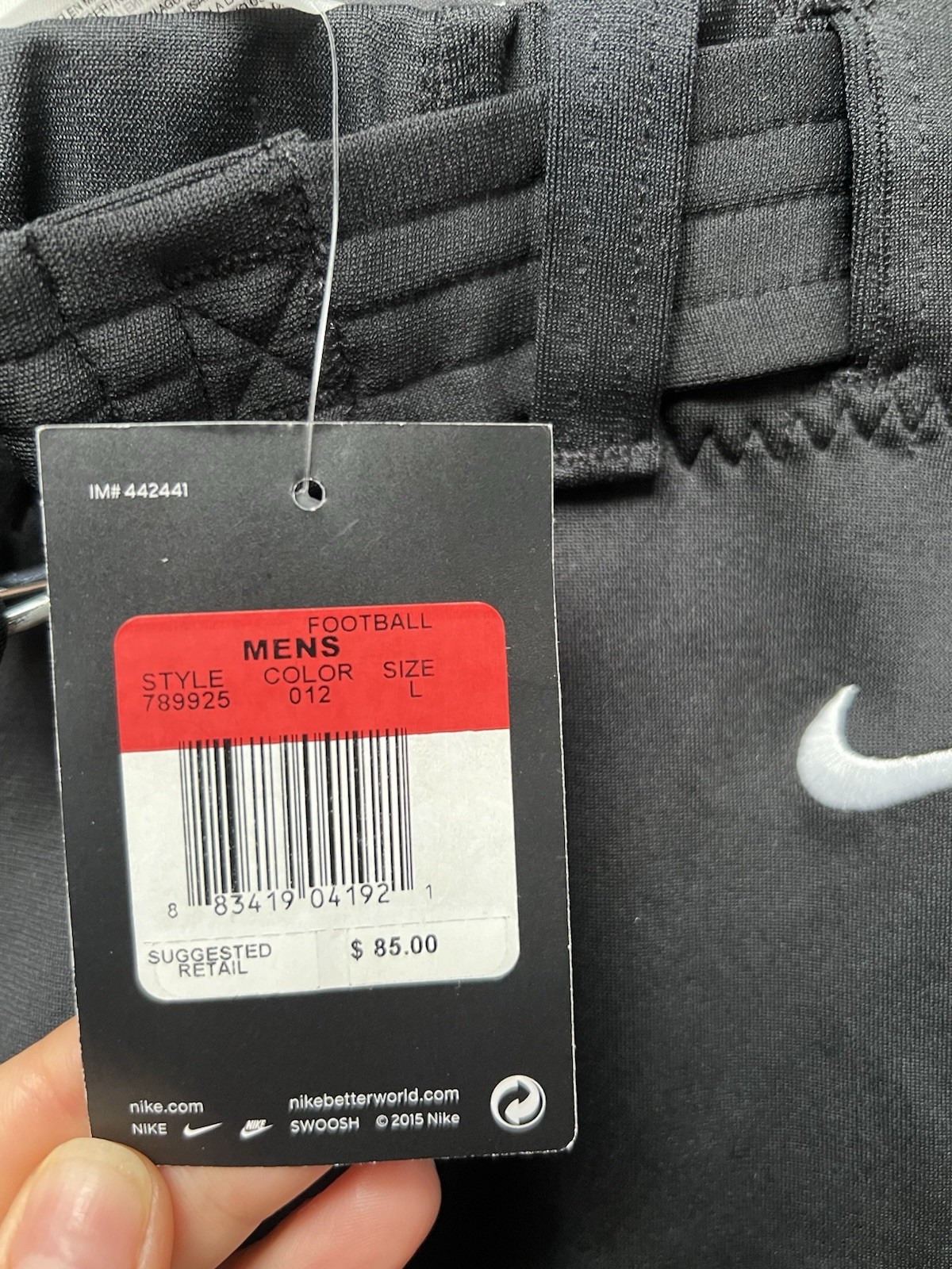 Nike Football Training Padded Pants Mans SZ L Black NWT$85 STYLE 789925