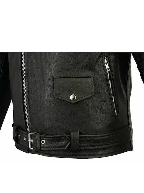 Premium Mens Brando Classic Leather Jacket Genuine Leather Bikers Leather Jacket