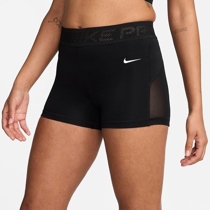 NEW Women's Nike Pro Mid Rise 3" Mesh Paneled Shorts Black Size Medium MSRP $40