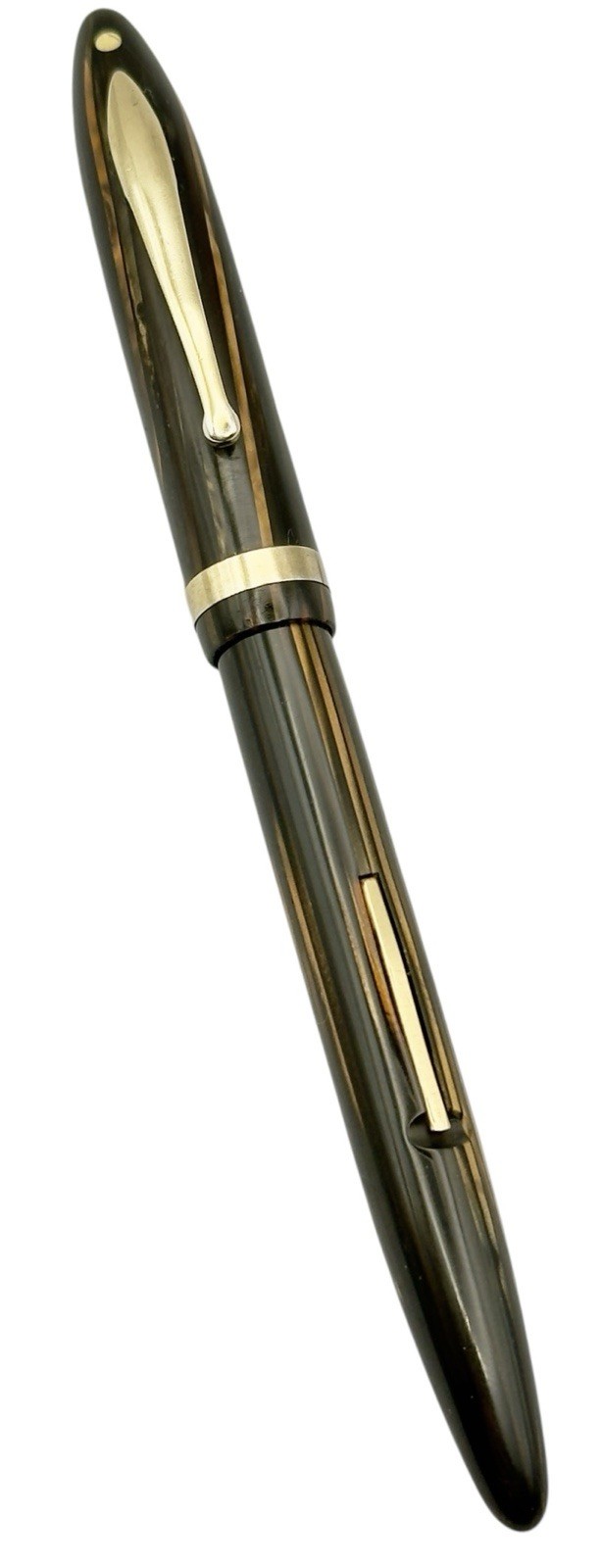 Vintage Sheaffer White Dot Balance Fountain Pen Golden Brown Striped Restored