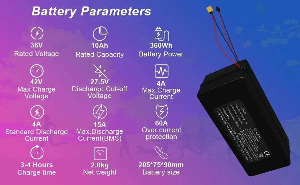 Jetson Bolt Pro HA103 Electric Bike Ebike Battery 36v 10AH 2 wire Genuine 350w