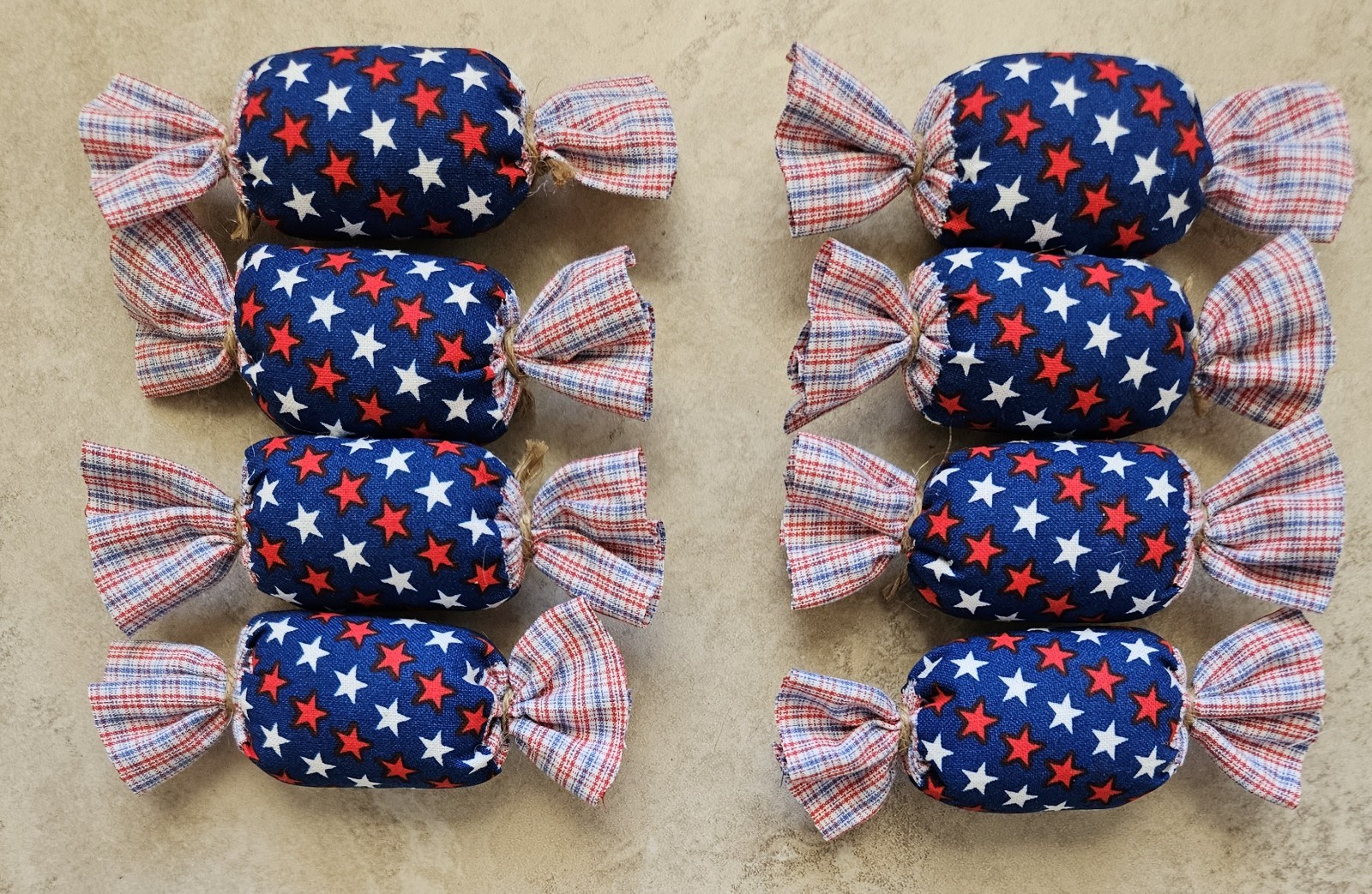 Bowl Filler Americana Patriotic Ornie Fabric 8 Pcs Candy Tier Tray Fabric Decor