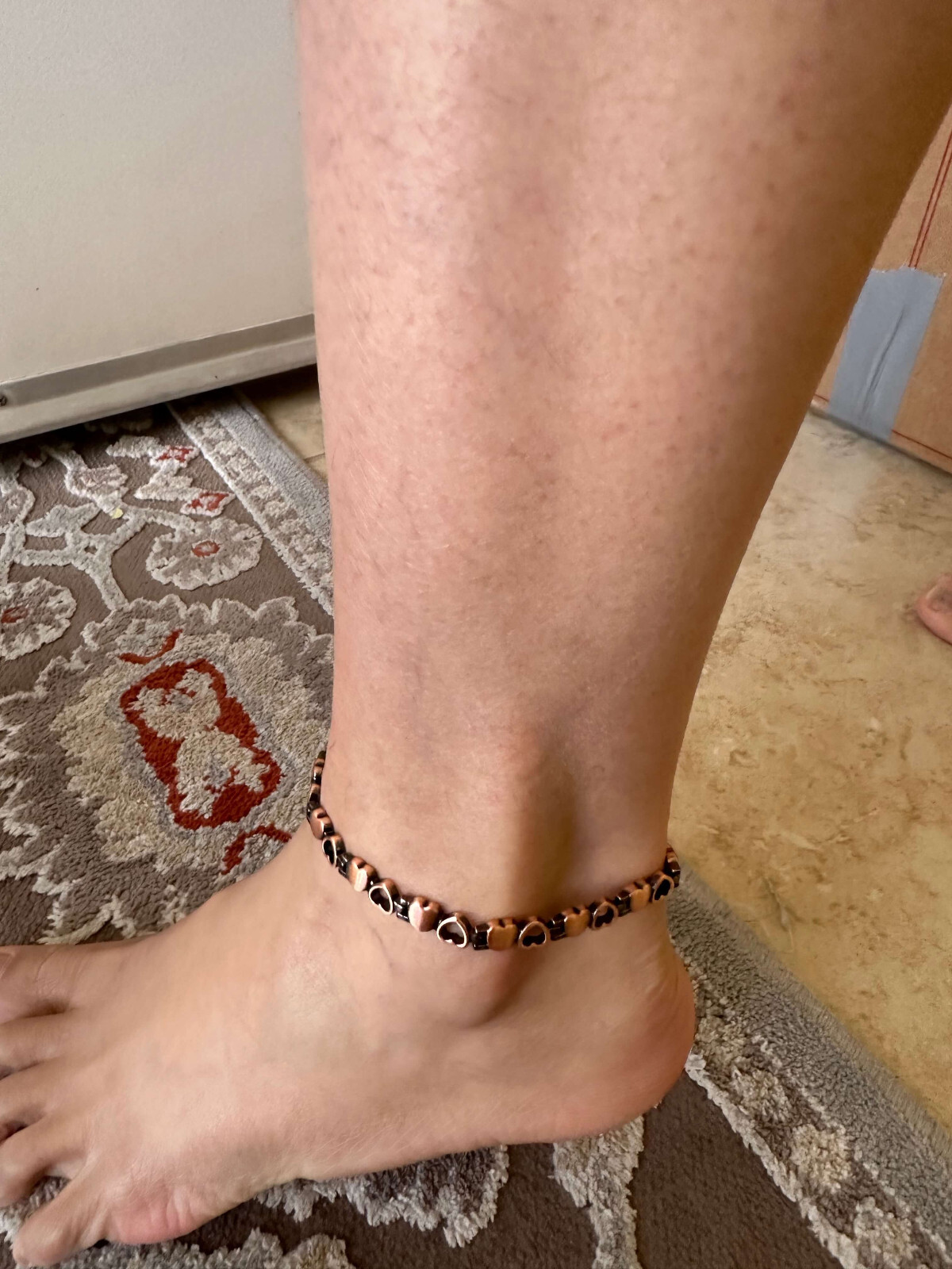 Heart Solid Copper Magnetic Anklet Bracelet Balance Energy Power Calm Love Joy Q