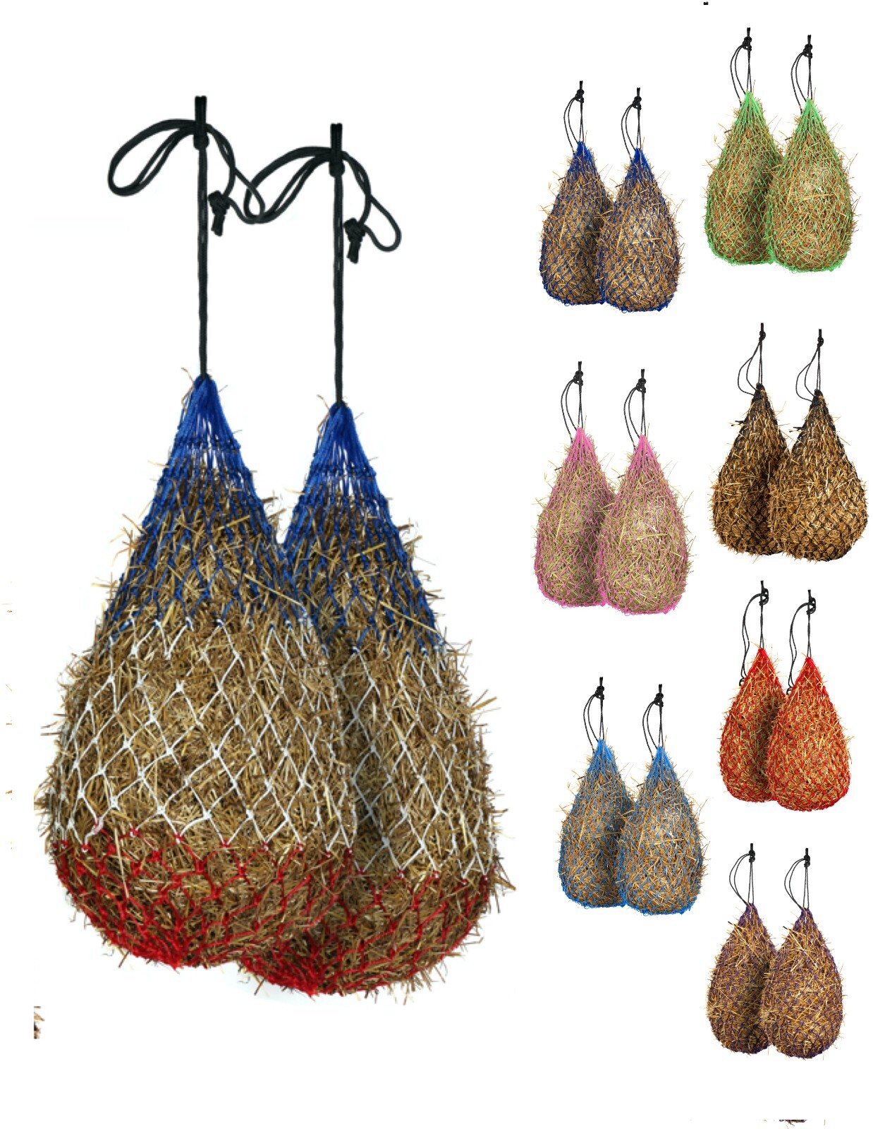 Majestic Ally 2 pcs Slow Feed 42” Hay Net with soft 2"x2" holes for Horses