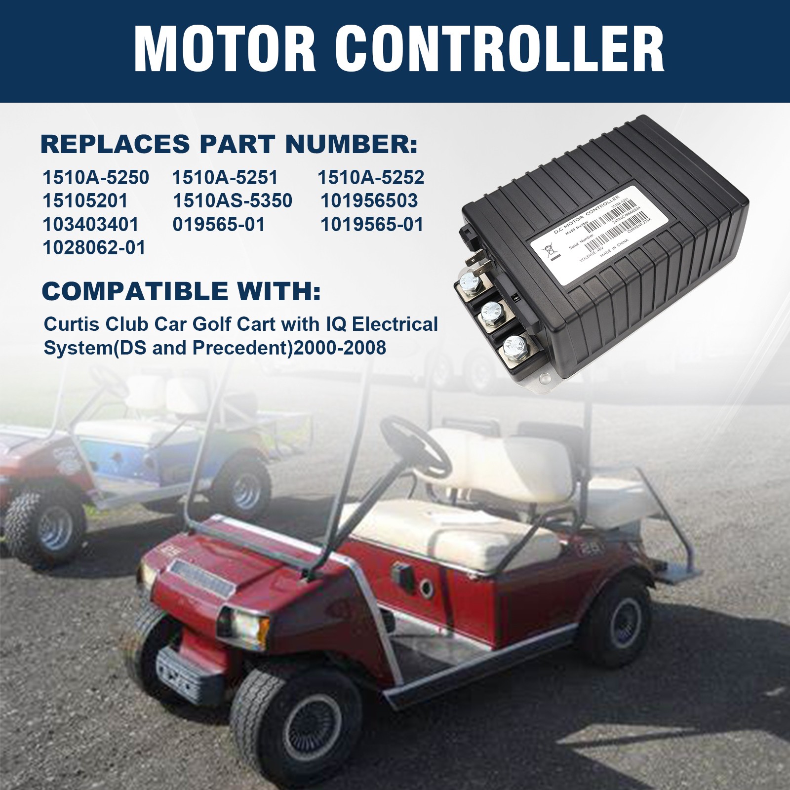 48V 250A DC Motor Speed Controller Compatible with Curtis Club Car Golf Cart
